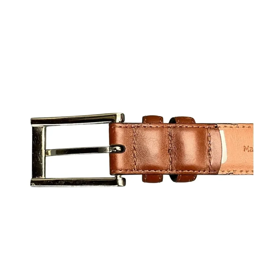 Johnston & Murphy Dress Brown Leather Gold Buckle Belt Men 37